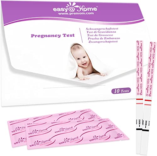 Test de Embarazo Easy@Home: 10 Pruebas de HCG 10 mIU/ml Utrasensibles para detedcción de embarazo temperana - Desarrollado por Premom APP